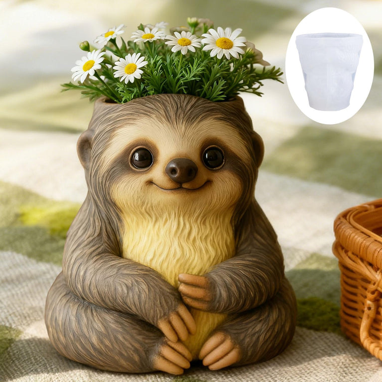 SNOOGG Cute Sloth Planter Silicone Mold for Resin Casting | Baby Sloth Succulent Flower Pot 3D Mold for Eco Resin, Epoxy, Concrete Crafts | Heavy Duty Reusable Liquid Silicone Mould