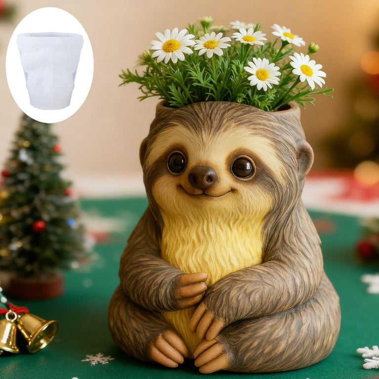 SNOOGG Cute Sloth Planter Silicone Mold for Resin Casting | Baby Sloth Succulent Flower Pot 3D Mold for Eco Resin, Epoxy, Concrete Crafts | Heavy Duty Reusable Liquid Silicone Mould