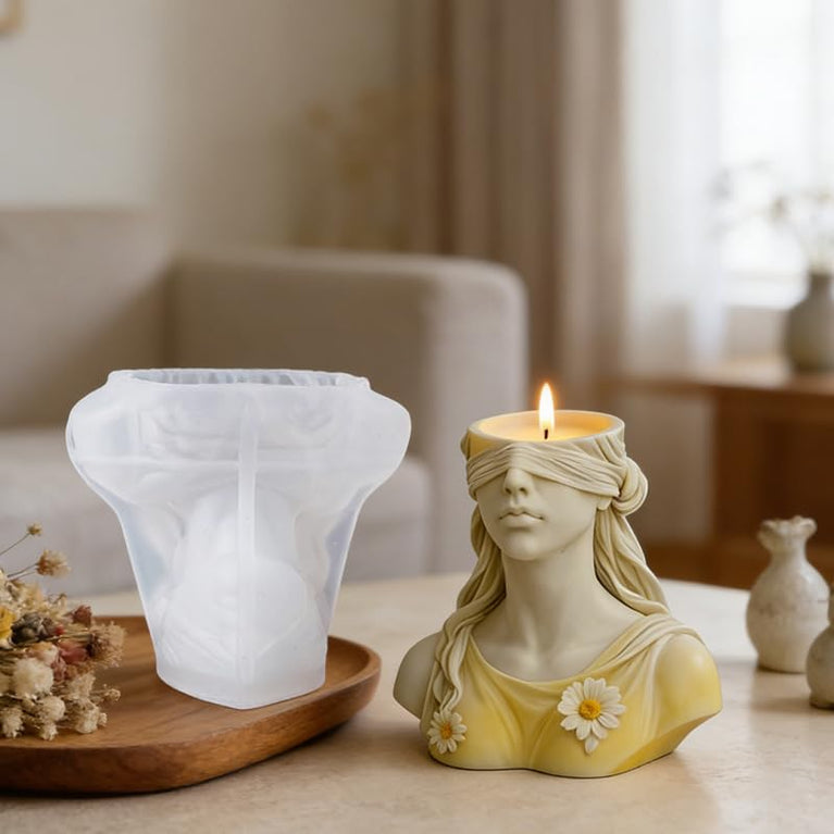 SNOOGG Blindfolded Goddess Bust Planter Silicone Mold for Resin Casting | Lady Justice Flower Pot 3D Mold for Eco Resin, Epoxy, Concrete Crafts | Heavy Duty Reusable Liquid Silicone Mould