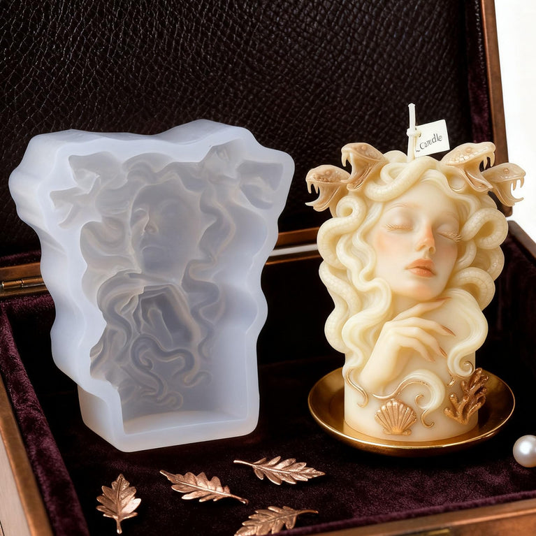 SNOOGG Medusa Gorgon Silicone Candle Mold for Resin Casting | Snake Hair Goddess Bust 3D Mold for Eco Resin, Epoxy, Concrete Crafts | Heavy Duty Reusable Liquid Silicone Mould for Candle Making