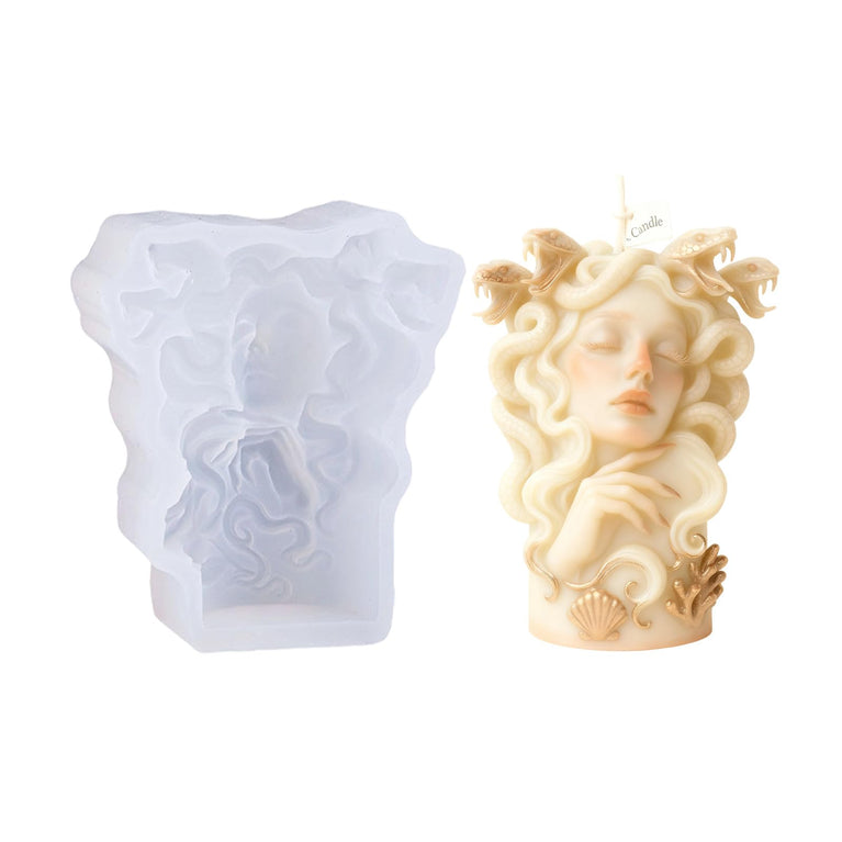 SNOOGG Medusa Gorgon Silicone Candle Mold for Resin Casting | Snake Hair Goddess Bust 3D Mold for Eco Resin, Epoxy, Concrete Crafts | Heavy Duty Reusable Liquid Silicone Mould for Candle Making