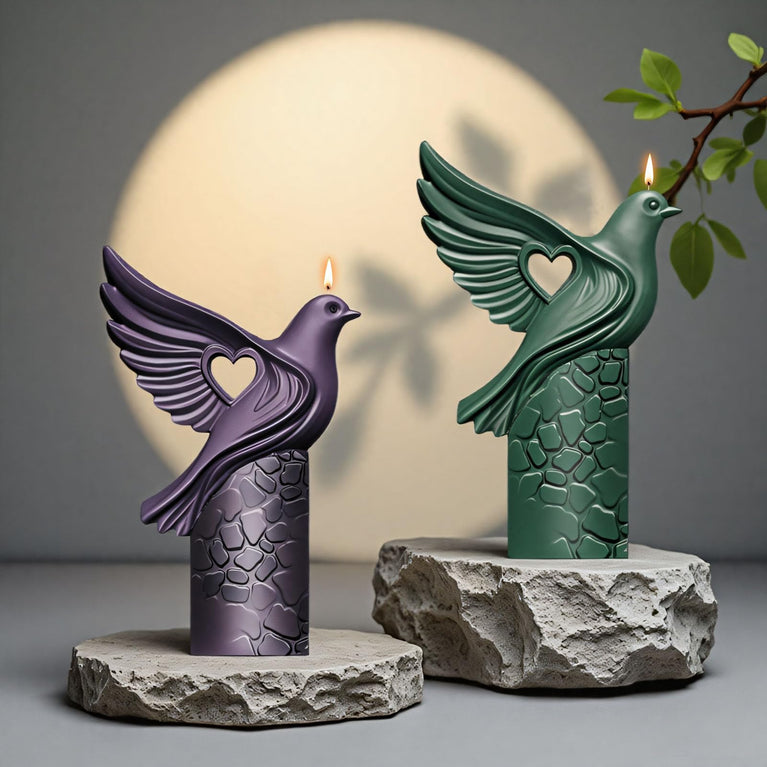 SNOOGG Couple Silhouette Dove Silicone Candle Mold for Resin Casting | Romantic Shadow Duet Bird 3D Mold for Eco Resin, Epoxy, Concrete Crafts | Heavy Duty Reusable Liquid Silicone Mould