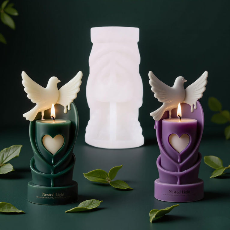 SNOOGG Couple Silhouette Dove Silicone Candle Mold for Resin Casting | Romantic Shadow Duet Bird 3D Mold for Eco Resin, Epoxy, Concrete Crafts | Heavy Duty Reusable Liquid Silicone Mould