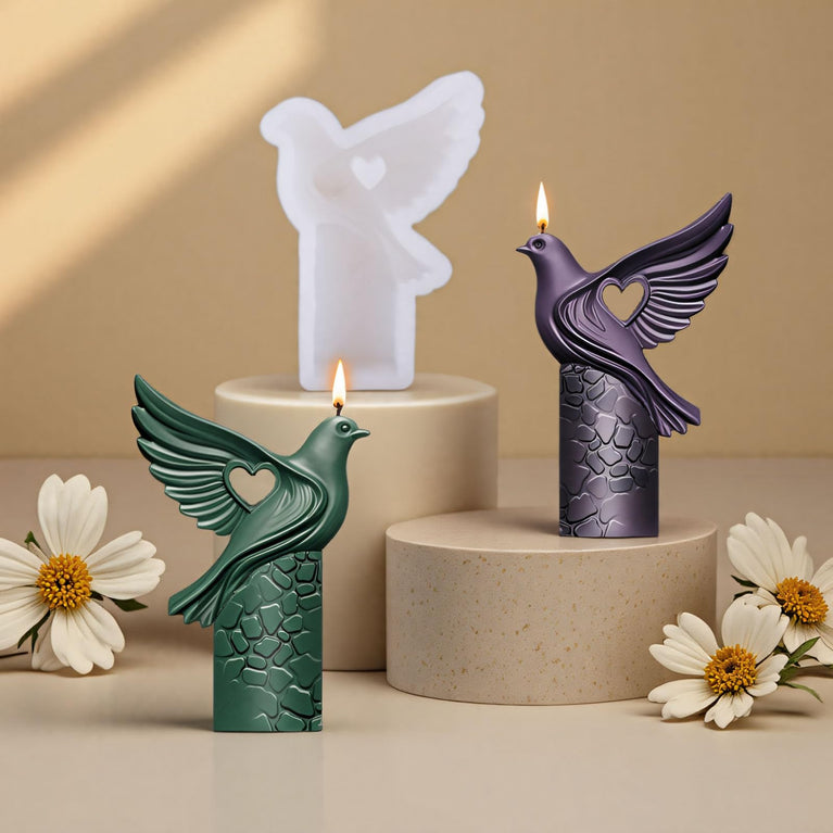 SNOOGG Couple Silhouette Dove Silicone Candle Mold for Resin Casting | Romantic Shadow Duet Bird 3D Mold for Eco Resin, Epoxy, Concrete Crafts | Heavy Duty Reusable Liquid Silicone Mould