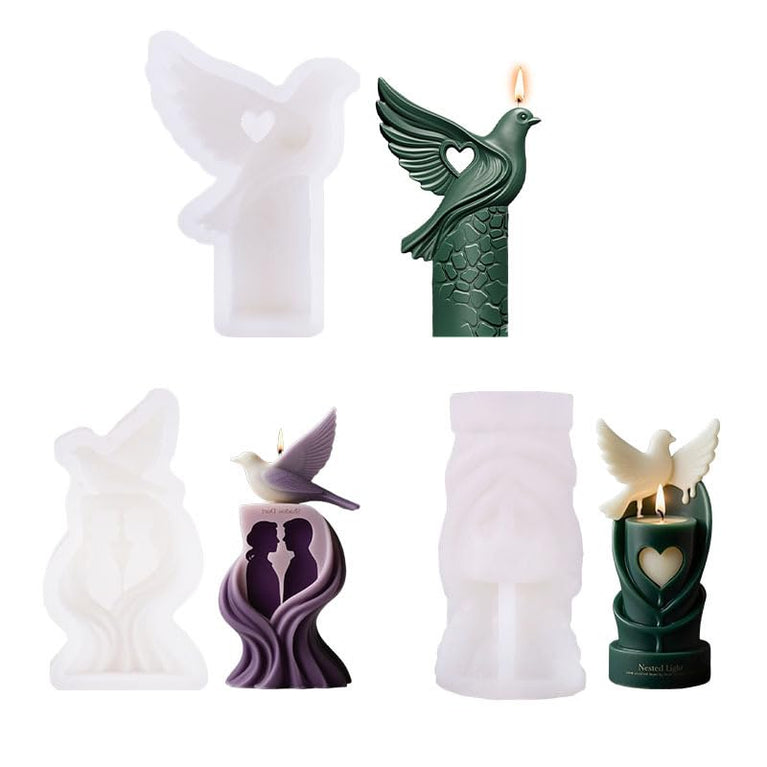 SNOOGG Couple Silhouette Dove Silicone Candle Mold for Resin Casting | Romantic Shadow Duet Bird 3D Mold for Eco Resin, Epoxy, Concrete Crafts | Heavy Duty Reusable Liquid Silicone Mould
