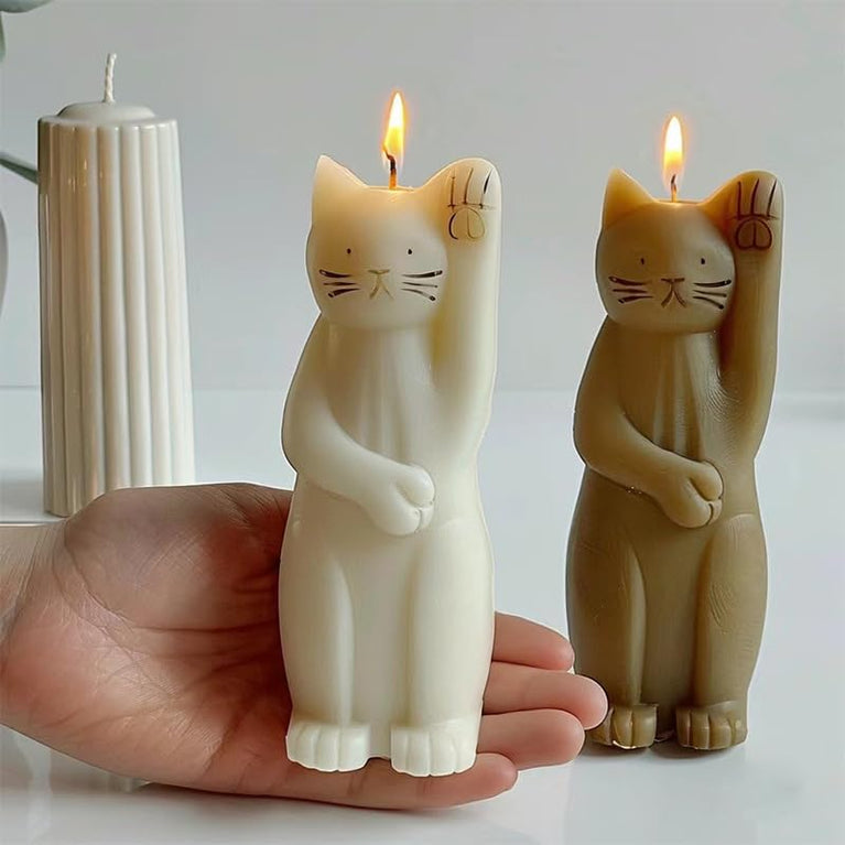 SNOOGG Standing Cat Silicone Candle Mold for Resin Casting | Cute Kitten Pillar 3D Mold for Eco Resin, Epoxy, Concrete Crafts | Heavy Duty Reusable Liquid Silicone Mould for Candle Making