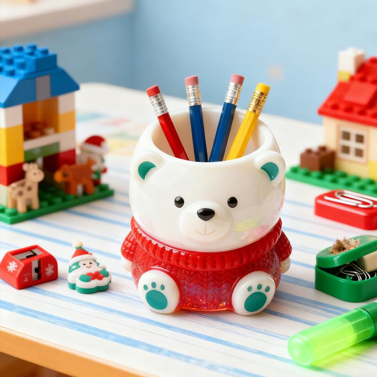 SNOOGG Cute Bear in Sweater Silicone Mold for Resin Casting | Bear Planter, Candle & Pen Holder 3D Mold for Eco Resin, Epoxy, Concrete Crafts | Heavy Duty Reusable Silicone Mould for Home Decor