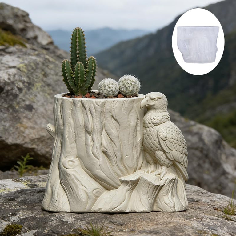 SNOOGG Eagle on Tree Stump Silicone Mold for Resin Casting | Eagle Planter 3D Mold for Eco Resin, Epoxy, Concrete Crafts | Heavy Duty Reusable Silicone Mould for Home Decor