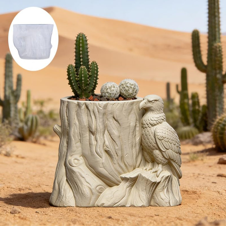 SNOOGG Eagle on Tree Stump Silicone Mold for Resin Casting | Eagle Planter 3D Mold for Eco Resin, Epoxy, Concrete Crafts | Heavy Duty Reusable Silicone Mould for Home Decor