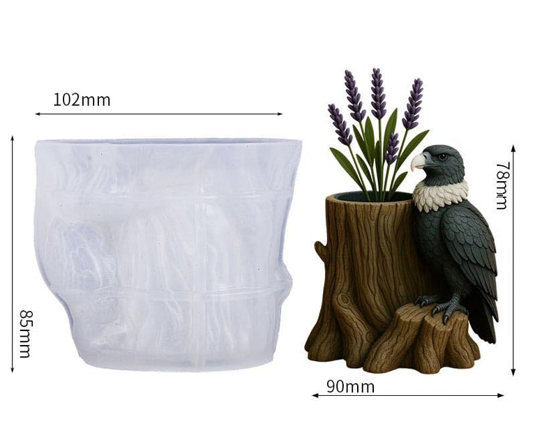 SNOOGG Eagle on Tree Stump Silicone Mold for Resin Casting | Eagle Planter 3D Mold for Eco Resin, Epoxy, Concrete Crafts | Heavy Duty Reusable Silicone Mould for Home Decor