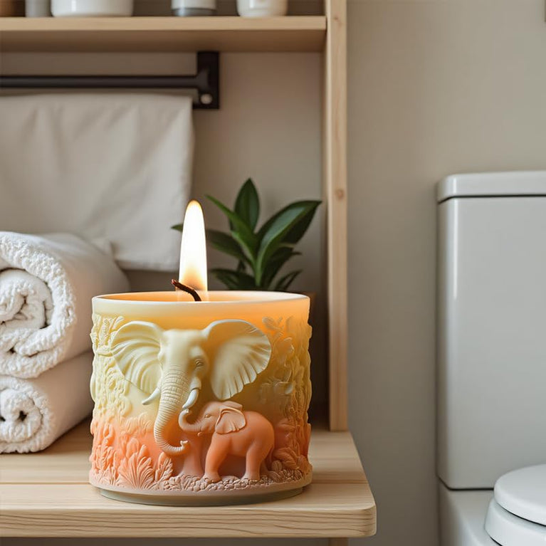 SNOOGG 3D Elephant Family Relief Silicone Mold – Heavy-Duty Reusable Mould for DIY Planters, Pen Holders, Epoxy Resin, Concrete & Home Decor Crafts