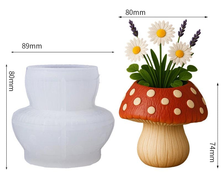 SNOOGG Polka Dot Mushroom Silicone Mold for Resin Casting | Mushroom Vase & Pen Holder 3D Mold for Eco Resin, Epoxy, Concrete Crafts | Heavy Duty Reusable Silicone Mould for Home Decor