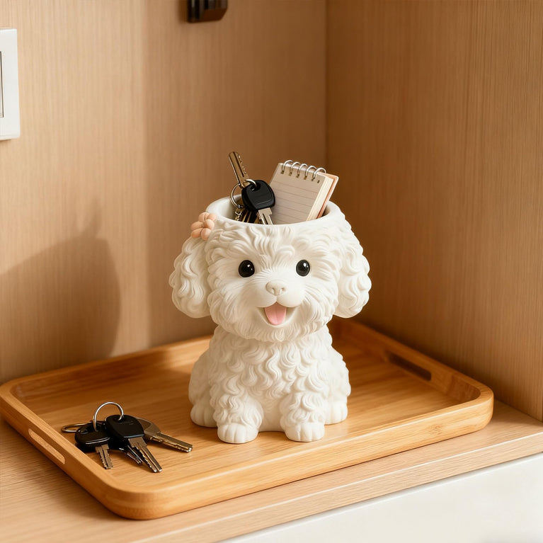 SNOOGG Curly Poodle Puppy Silicone Mold for Resin Casting | Fluffy Dog Planter & Key Holder 3D Mold for Eco Resin, Epoxy, Concrete Crafts | Heavy Duty Reusable Silicone Mould for Home Decor