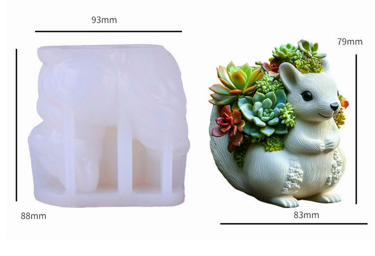 SNOOGG Silicone Squirrel Shape Resin Mold for DIY Crafts, Cute Animal Planter, Candle Holder, Pen Stand, Mini Pot, Plaster & Eco Resin Casting Mould for Home Decor & Gift Making