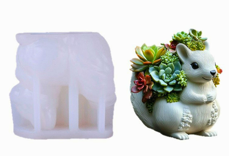SNOOGG Silicone Squirrel Shape Resin Mold for DIY Crafts, Cute Animal Planter, Candle Holder, Pen Stand, Mini Pot, Plaster & Eco Resin Casting Mould for Home Decor & Gift Making