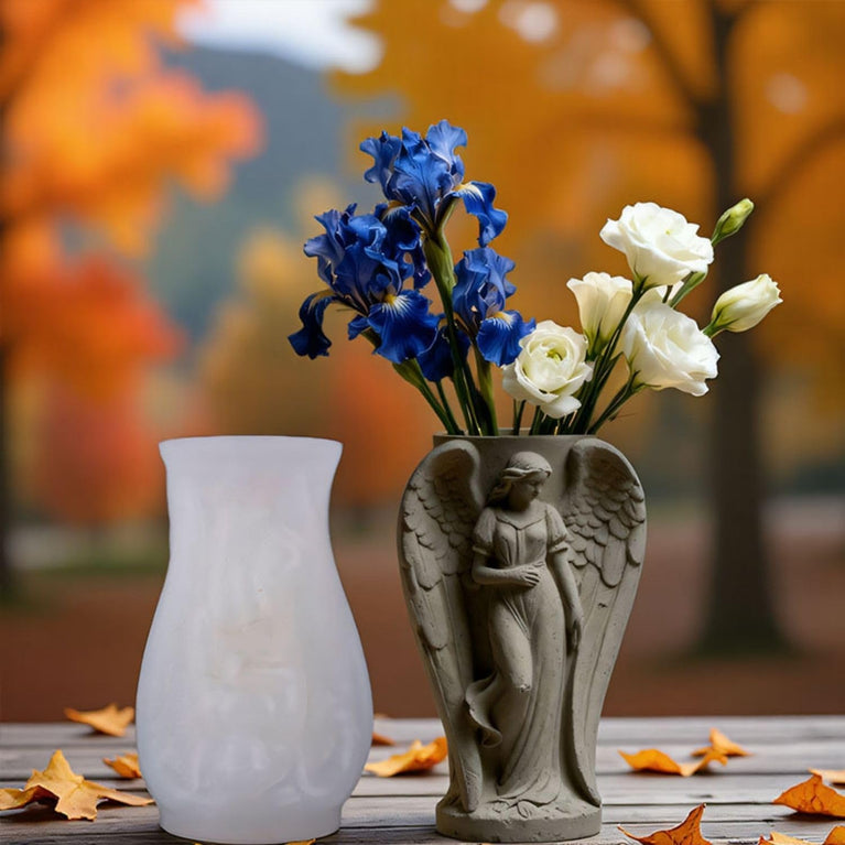 SNOOGG Silicone Seraphim Angel Wings Vase Mold | Cement Resin Candle Holder Pen Stand DIY Casting