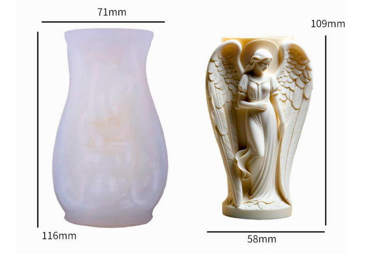 SNOOGG Silicone Seraphim Angel Wings Vase Mold | Cement Resin Candle Holder Pen Stand DIY Casting