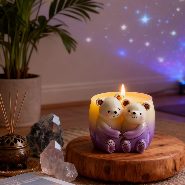 SNOOGG Silicone Mold Cute Couple Teddy Bear Hug Planter Design for Eco Resin Crete Casting DIY Succulent Pot Home Decor Craft Mold