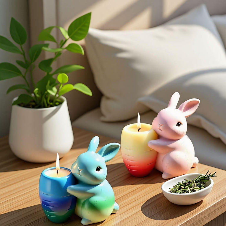 SNOOGG Silicone Mold Cute Bunny with Carrot Planter Design for Eco Resin Crete Casting DIY Succulent Pot Home Decor Craft Mold