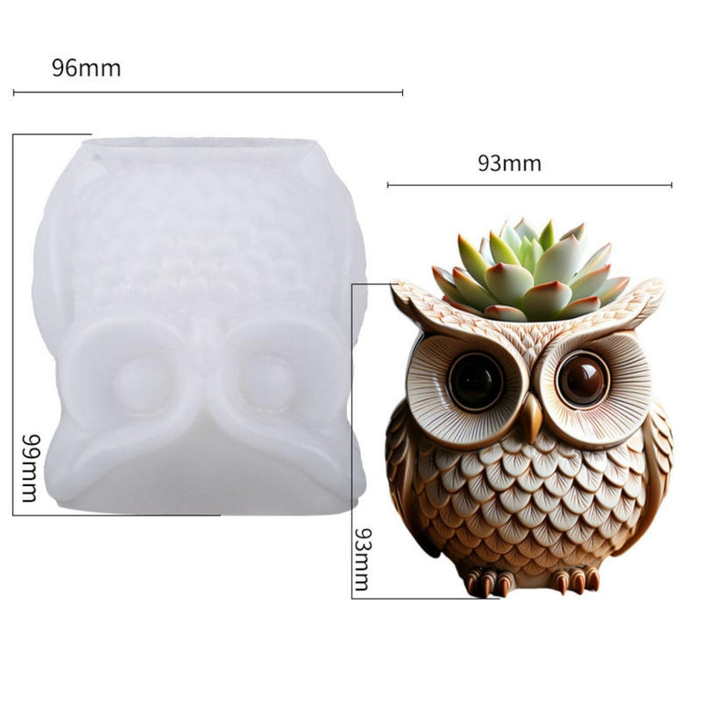 SNOOGG Silicone Mold Cute Owl Planter Pot Design for Eco Resin Crete Casting DIY Succulent Pot Candle Holder Home Decor Craft Mold