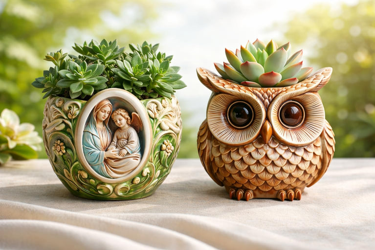 SNOOGG Silicone Mold Cute Owl Planter Pot Design for Eco Resin Crete Casting DIY Succulent Pot Candle Holder Home Decor Craft Mold