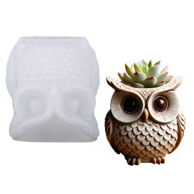 SNOOGG Silicone Mold Cute Owl Planter Pot Design for Eco Resin Crete Casting DIY Succulent Pot Candle Holder Home Decor Craft Mold