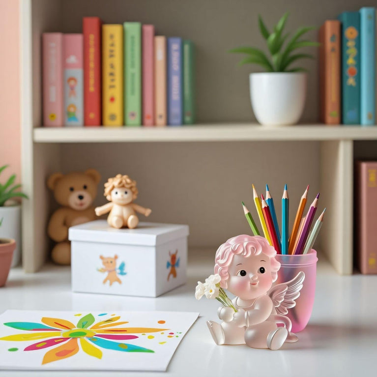SNOOGG Silicone Mold Cute Angel Baby Planter Pot Design for Eco Resin Crete Casting DIY Succulent Pot Candle Holder Pen Stand Home Decor Craft Mold