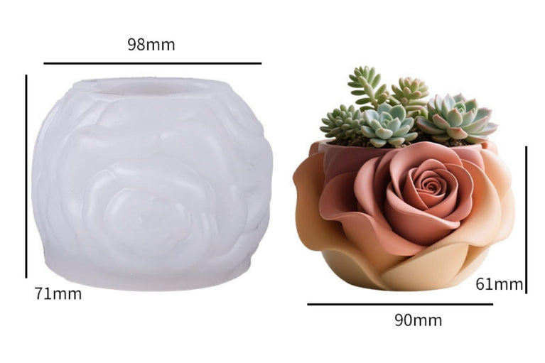 SNOOGG Rose Flower Silicone Mold for Eco Resin Concrete Planter Candle Holder Desk Organizer DIY Craft Mould Reusable Casting Mold for Vase Pen Stand Art Decor