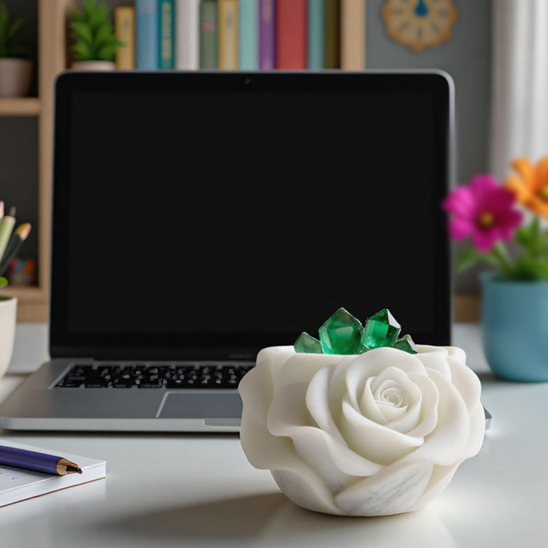SNOOGG Rose Flower Silicone Mold for Eco Resin Concrete Planter Candle Holder Desk Organizer DIY Craft Mould Reusable Casting Mold for Vase Pen Stand Art Decor