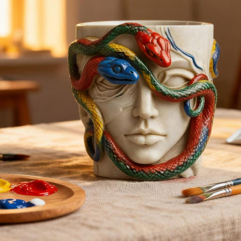 Snoogg Medusa Vessel Silicone Mold for Eco Resin Casting, Jesmonite, Resin Crete, Ecocrete, Concrete & Plaster, Goddess Face Planter Vase Candle Holder Mold DIY Home Decor