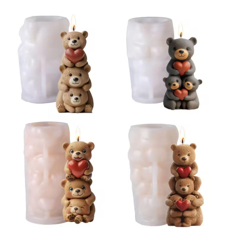 Snoogg Love Bear Tower Silicone Mold for Eco Resin Casting, Jesmonite, Resin Crete, Ecocrete, Concrete, Plaster & Wax Candle Making, Teddy Bear Decor Mold for DIY Crafts