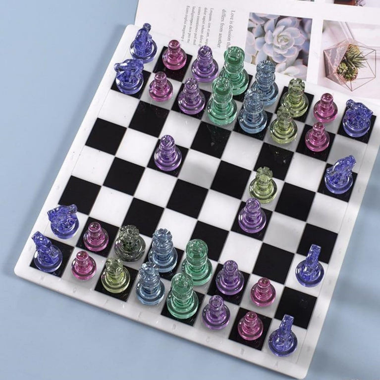 Snoogg Silicone Chess Set Mold – 6 Piece Single-Cavity King, Queen, Bishop, Knight, Rook & Pawn Mold for Epoxy Resin Casting, DIY Chess Making, Crafts & Art Supplies