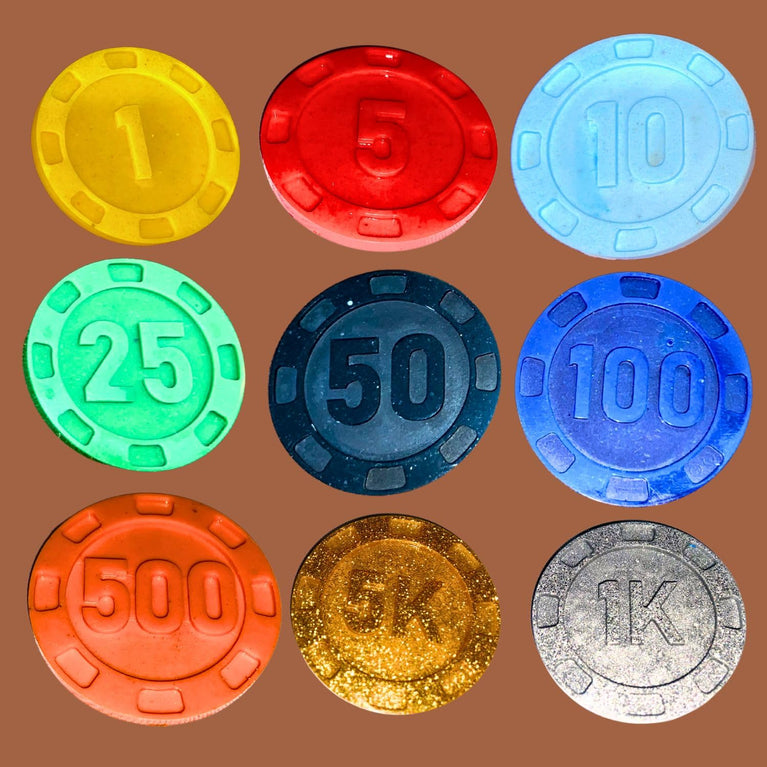SNOOGG 40MM Dual-Colored, Denomination-Numbered Hard Resin Poker Flush Teen Patti Playing Card Chip Token Set