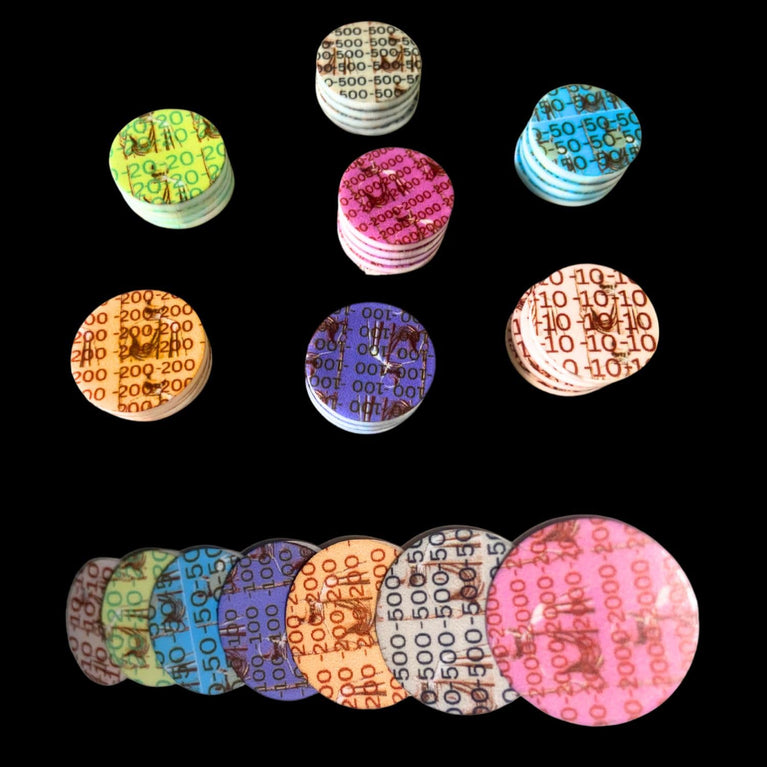 SNOOGG Playing with Chips That Mirror The Look and Feel of Real Indian Currency. Our Poker Chips Feature Color schemes and denominations Identical to ?10, to ?2000 banknotes