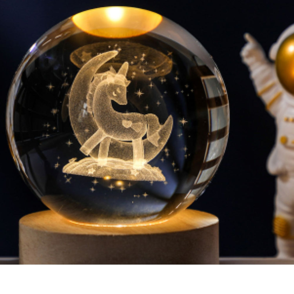 snoogg 3d unicorn crystal ball crafted using advanced laser techniques glass art features a