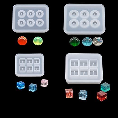 Snoogg square Ball DIY Silicone  Bead Mold Resin Earring Jewellery Making Molds Craft 6 Cavities Silicone 6 cavities Resin mold for small balls decoration. Type square small mold.