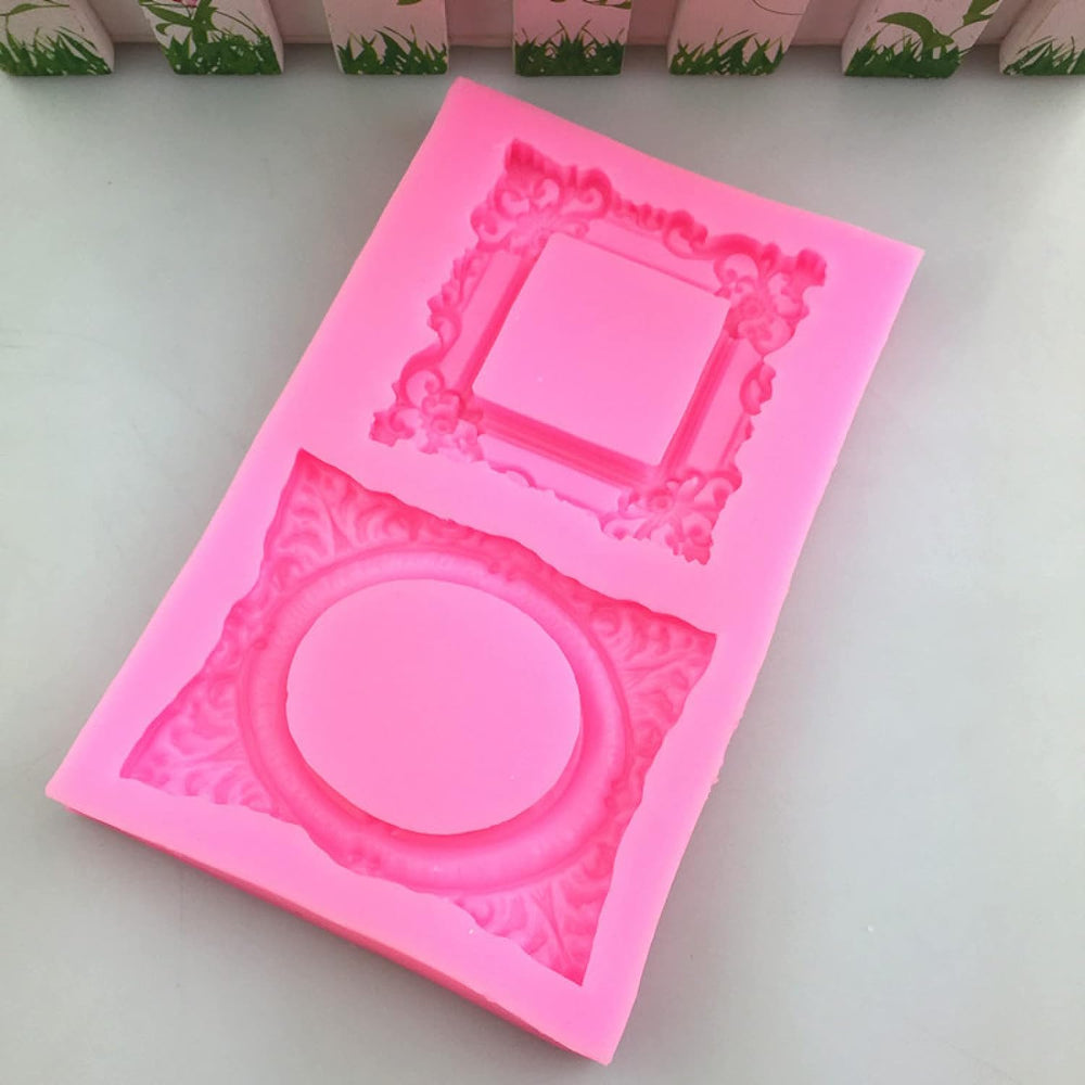 SNOOGG Dual-Cavity Photo Frame Silicone Mold for Resin Miniatures, Polaroid Charms, Dollhouse Decor, Scrapbooking Crafts