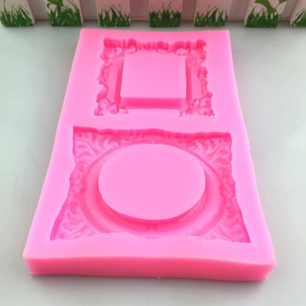 SNOOGG Dual-Cavity Photo Frame Silicone Mold for Resin Miniatures, Polaroid Charms, Dollhouse Decor, Scrapbooking Crafts