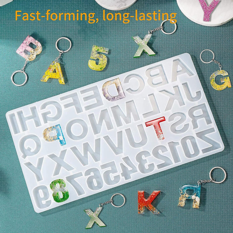 Silicone Alphabet Resin Molds,Number Alphabet Jewelry,Silicone Resin Molds, Silicone Letter Molds for Resin Casting, for DIY Craft Casting, Letter Jewelry Making.