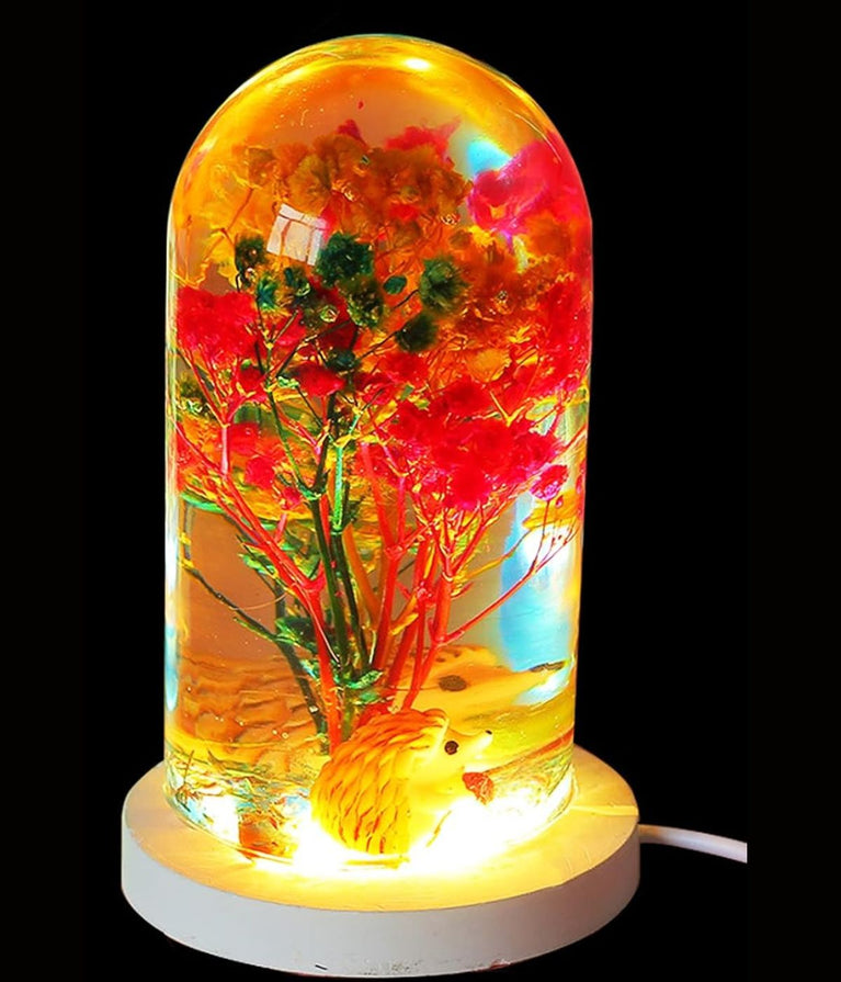 SNOOGG Round Cylinder Light Resin Mold for Flower Preservation, Featuring USB; Perfect for DIY Epoxy Casting Projects and Desktop Ornaments for Home Décor (Mould with LED Base)