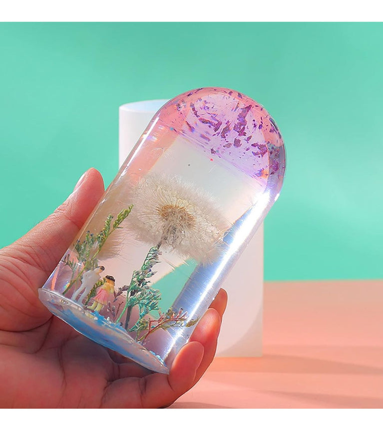 SNOOGG Round Cylinder Light Resin Mold for Flower Preservation, Featuring USB; Perfect for DIY Epoxy Casting Projects and Desktop Ornaments for Home Décor (Mould with LED Base)