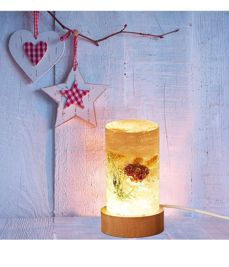 SNOOGG Round Cylinder Light Resin Mold for Flower Preservation, Featuring USB; Perfect for DIY Epoxy Casting Projects and Desktop Ornaments for Home Décor (Mould with LED Base)