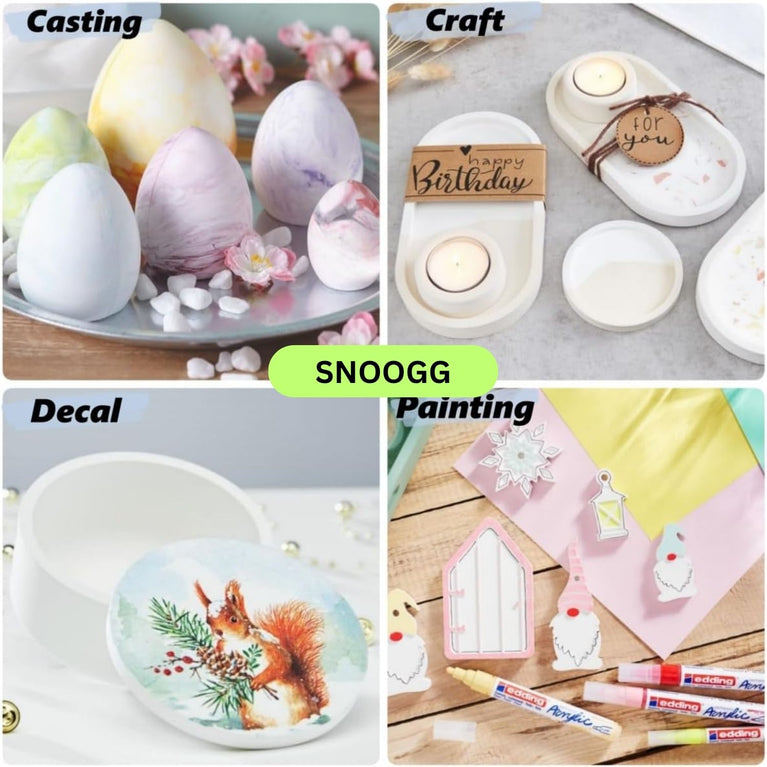 SNOOGG Eco Casting Powder: Next-Gen! No Separate Polymer It's All in The Powder 20-Min Demould. Jesmonite Alt. Odourless, Self-Levelling, Water-Activated. for DIY Crafts & Art