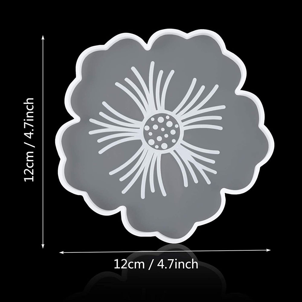 snoogg â„¢4 pack 12cm flower shape coaster silicone molds for epoxy resin casting for event