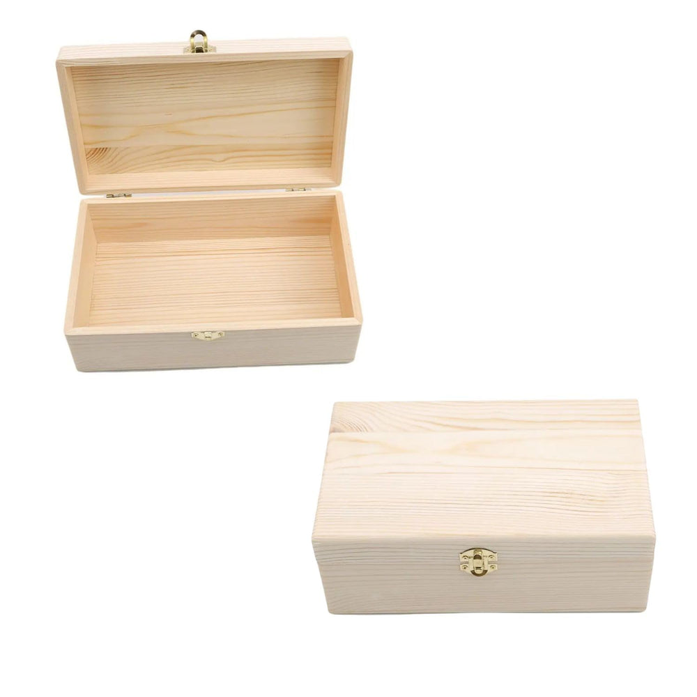 SNOOGG Blank Unfinished Pine Wood Box with Hinged Lid | DIY Craft, Jewellery, Keepsake & Home Decor | Versatile Storage for Wedding Gifts, Art Supplies & Mementos