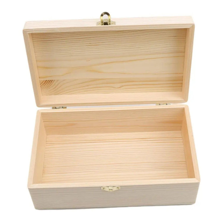 SNOOGG Blank Unfinished Pine Wood Box with Hinged Lid | DIY Craft, Jewellery, Keepsake & Home Decor | Versatile Storage for Wedding Gifts, Art Supplies & Mementos