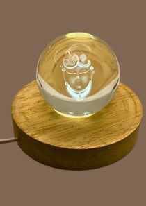 SNOOGG 3D SHREE NATH JI Crystal Ball, Crafted Using Advanced Laser Techniques. Glass Art Features a Stunning Universe Design with a 3.5-inch Wooden Display Base. Multi-Coloured Lighting with Remote