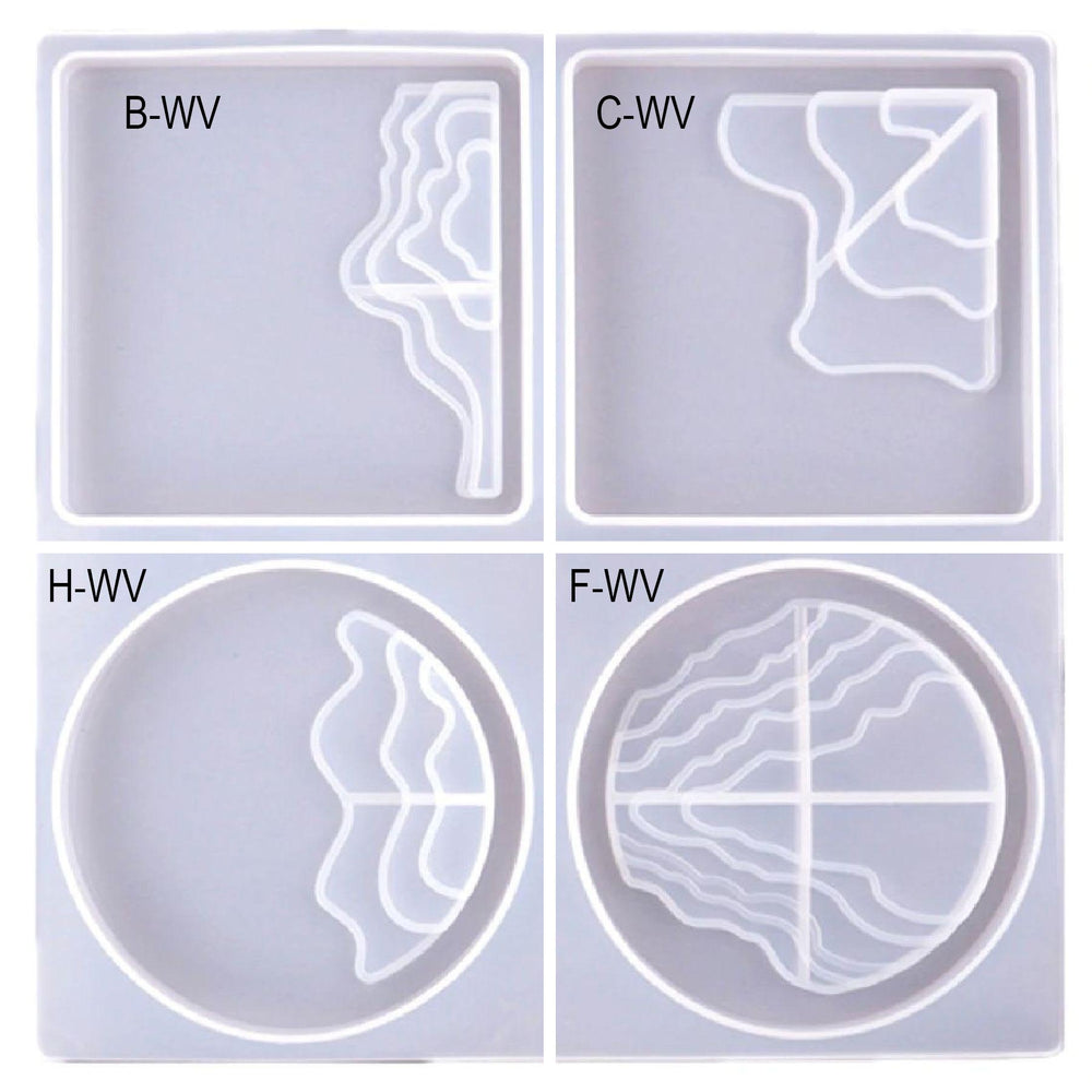 snoogg â„¢4 pack of river pattern coaster design c silicone molds for epoxy resin casting f