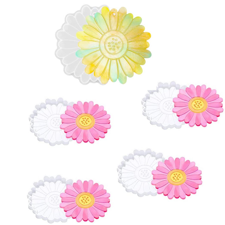 snoogg â„¢4 pack 10cm sun flower coaster silicone molds for epoxy resin casting for event r