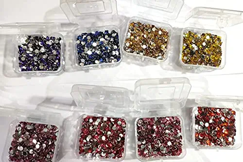Snoogg 2-5 mm 12 Color Shaped Sparkle Multicolored Effect Rainbow Stones, Kundans, Chandla Resin Beads for Artificial Jewelry Art. 12 color packed compartment box